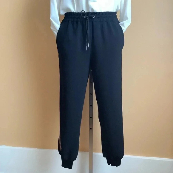 WILFRED Black Crepe Striped Relaxed Trousers Size S - Picture 3 of 16